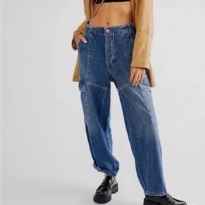 We The Free All Star Cargo Pull On Button Fly Baggy Jeans Size XS